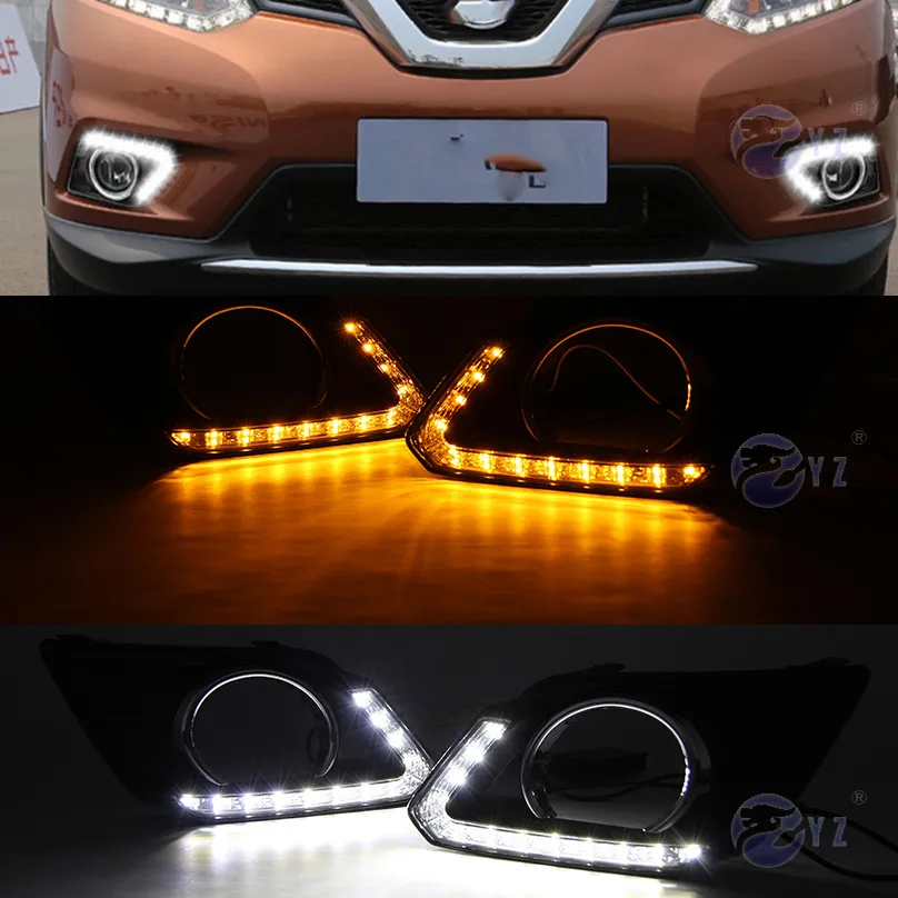 Автомобильный Flahing 1 пара DRL для Nissan X-Trail Xtrail X trail дневные ходовые огни Противотуманные фары крышка фары 12 В