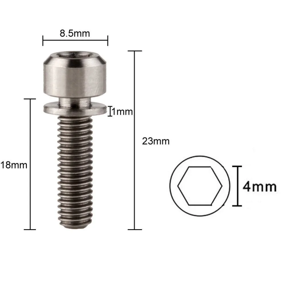 4 шт. велосипедный MTB болты для выноса руля Титан M5x18mm Сверхлегкий винт с шайбой Ti шестигранный конический винт