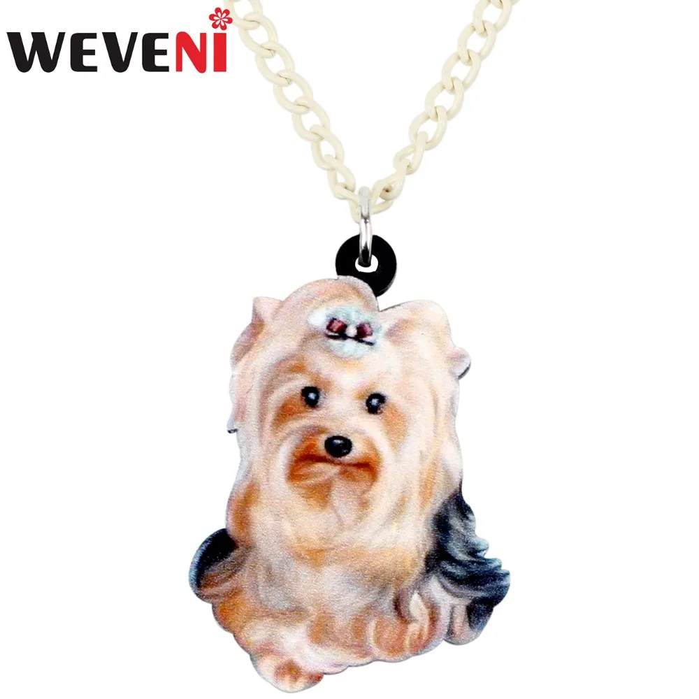 

WEVENI Acrylic Sweet Yorkshire Terrier Dog Necklace Pendant Chain Choker Bijoux Jewelry For Women Girl Collier Kid Gift Dropship