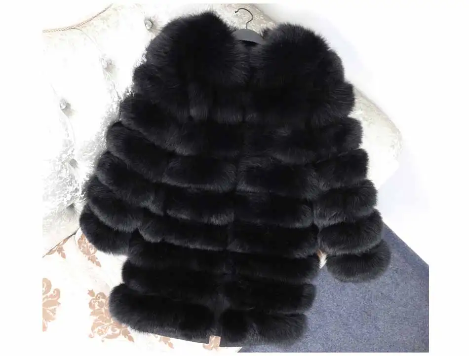 Зимнее Модное теплое пальто с натуральным лисьим мехом приталенное Женское пальто с натуральным мехом и круглым вырезом кожаная жилетка для девочек