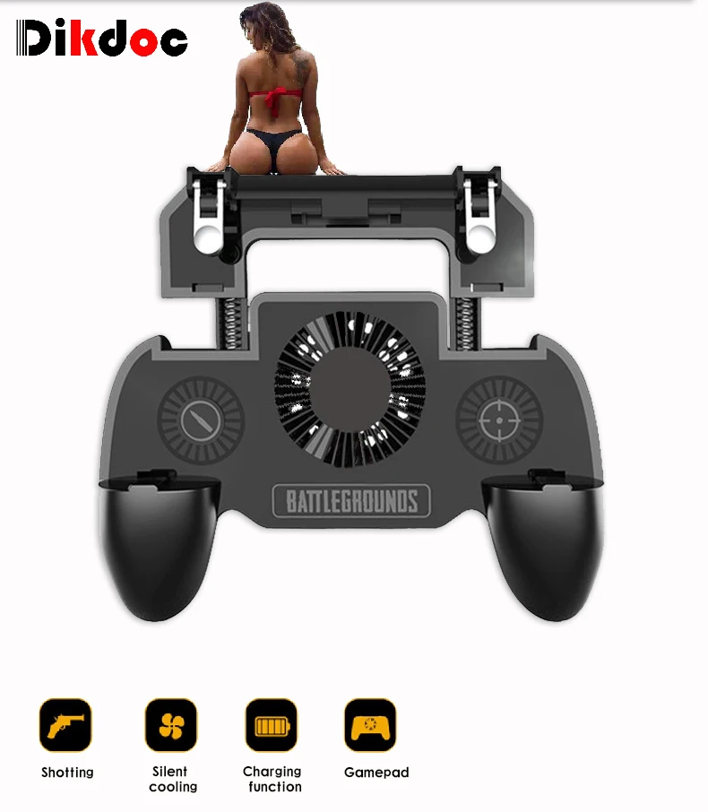 

Dikdoc For PUBG Gamepad Game Controller Joystick Assistance Mobile Trigger L1R1 Shooter Handle With Cooler Fan Power Bank Handle