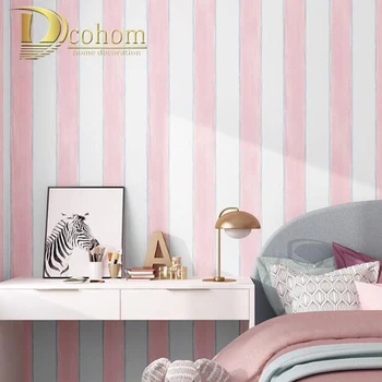 

Blue Pink and White Bold Striped Wallpaper Modern Luxury For Wall Paper Wallcovering Papel De Parede 3D Children's room