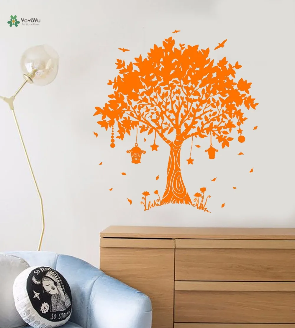 

YOYOYU Vinyl Wall Decal Beautiful Dream Magic Tree Hanging Lanterns Fairy Tale Kids Room Home Decoration Stickers FD214