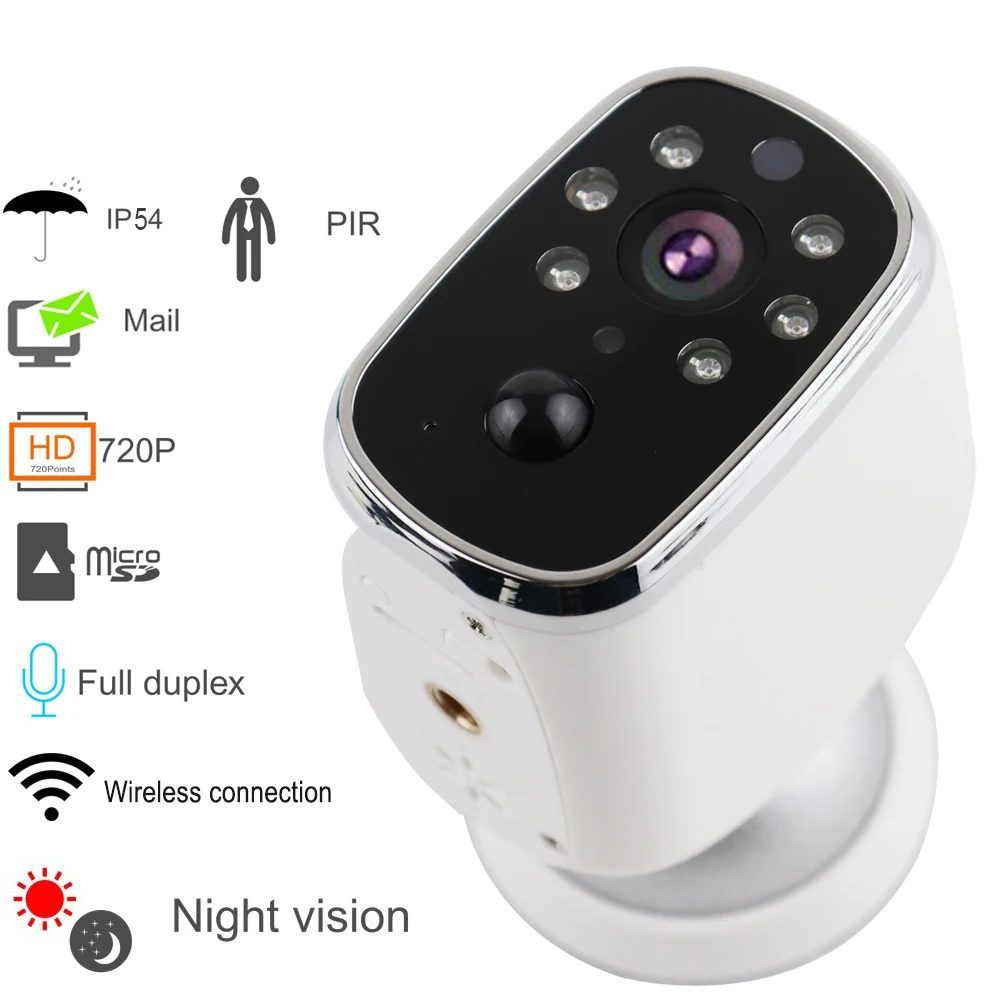 

JERUAN NEW HD 720P WiFi Security IP Camera Wireless IP Camera with iOS/Android App Night Vision PIR Motion Detection IP54
