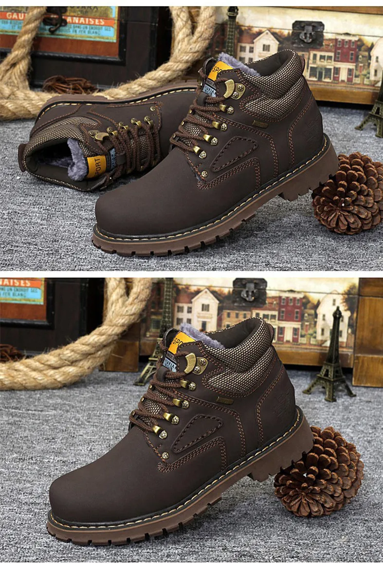 JKPUDUN модная обувь из натуральной кожи Мужские ботинки повседневная обувь коричневого цвета Элитный бренд осень-зима ручной работы сапоги мужские короткие армии Bot