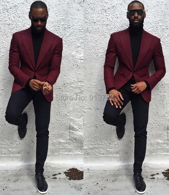 Luxurazi's Solid Maroon Single Breasted Two-Piece Tuxedo Suit Set