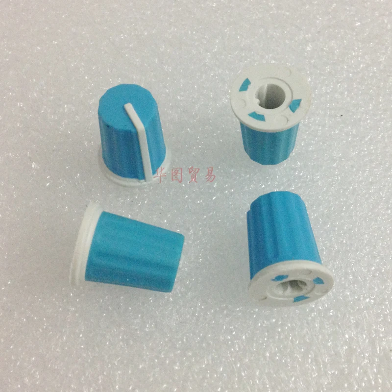 50pcs Half axle potentiometer blue Rubber knob / indicator 90 degree / mixer / appliance / instrument adjustment knob/16*19mm