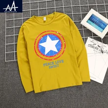 

boys t shirt long sleeve kids tshirts fall new 2016 kids clothes boys tops yellow white color print children clothing size 8-12t