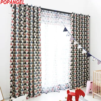 

Popangel 100% Polyester New Fashion Modern Multi Color Printed Blackout Curtains For Living Room High Quality Shading Drapes