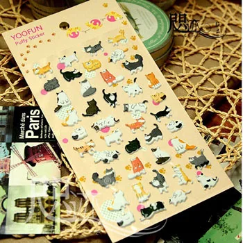 

New 3D Puffy sticker Happy cat pvc decorative sticker / DIY quality sticker/Decoration label / GT323