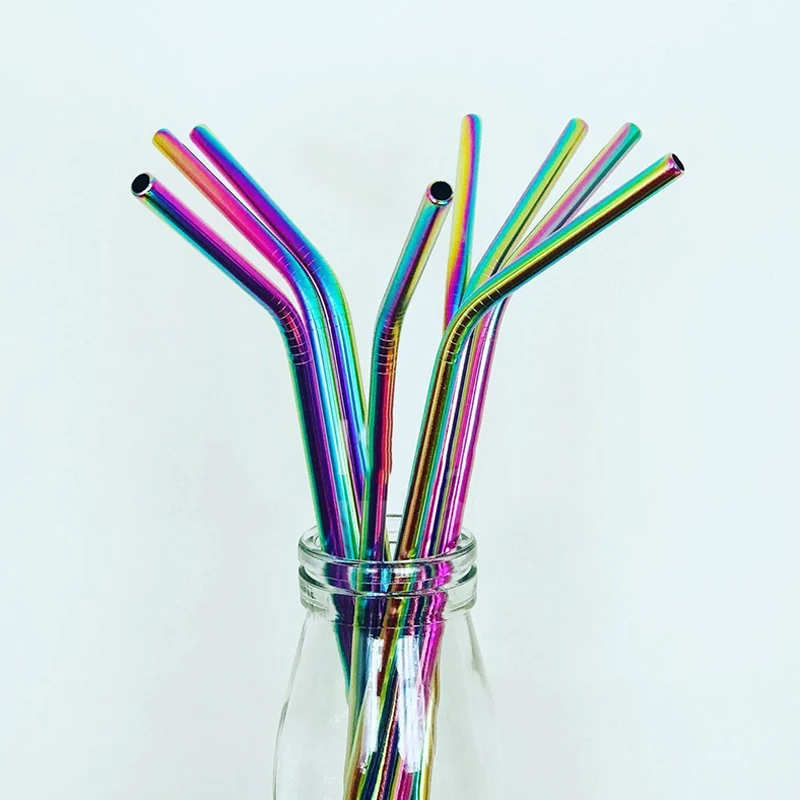 4 шт красочные соломинки из нержавеющей стали прямой и изогнутый многоразовый фильтр с кисточкой DIY Чай Кофе Инструменты
