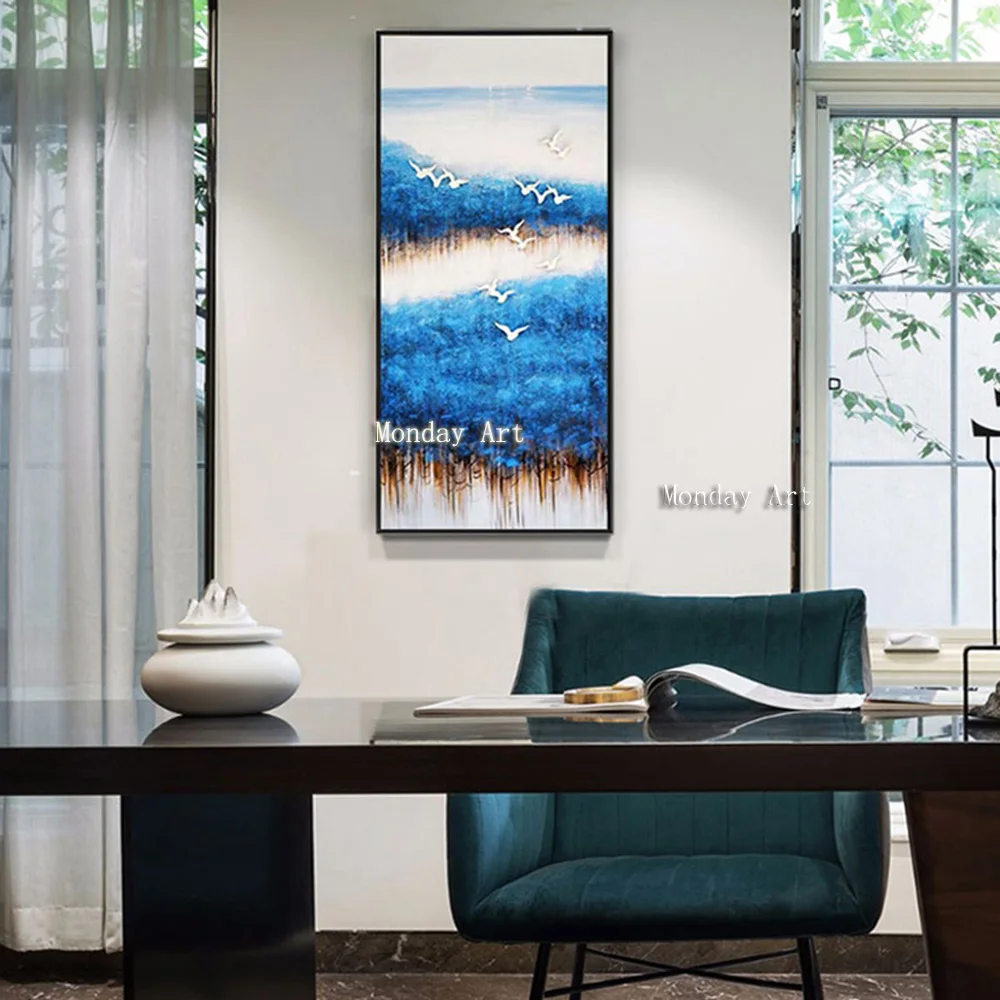 QQ Hand-Painted-Oil-Painting-on-canvas-Abstract-Blue-forest-and-birds-Unique-gift-Wall-Picture-for1 (2)