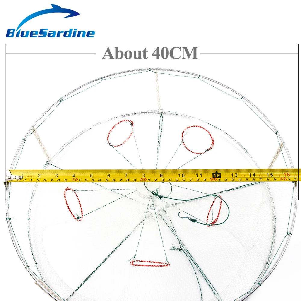 BlueSardine большая круглая рыболовная сеть ручной работы нейлоновая сеть для ловли креветок клетка Рыбная Ловушка рыболовная снасть Магическая рыболовная сеть 40 см* 40 см* 12 см