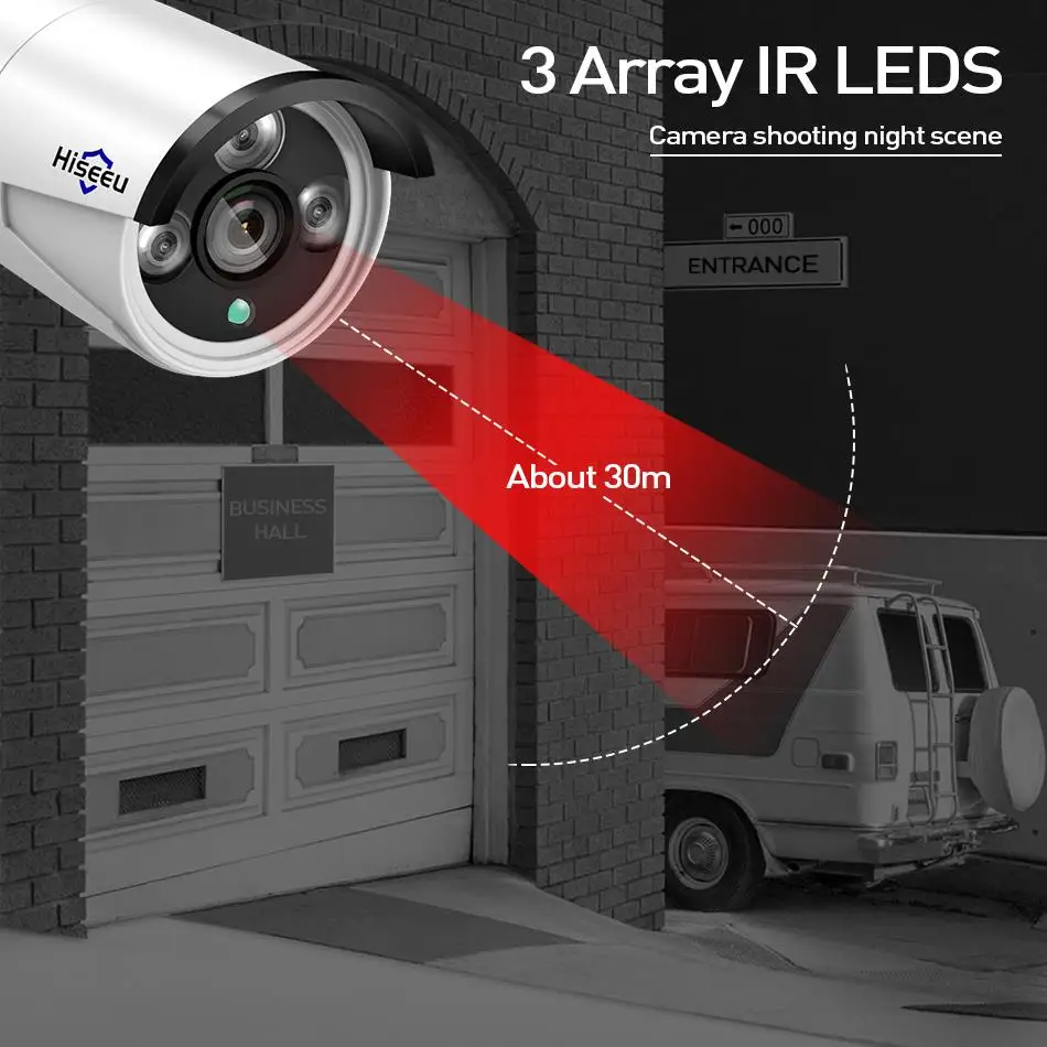 Hiseeu 4CH 720 P 1080 POE CCTV Камера системы Водонепроницаемый IP66 IP металла ИК Открытый P2P