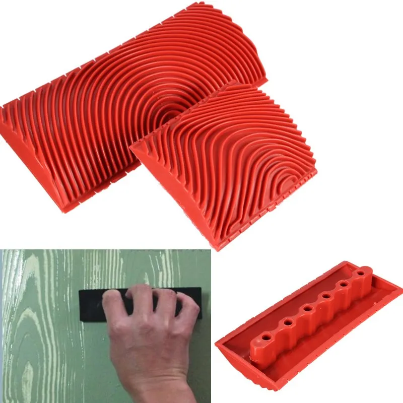 2pcs Large Small Wood Graining Pattern Rubber DIY Graining  Painting Tool For Wall Decorative Tools