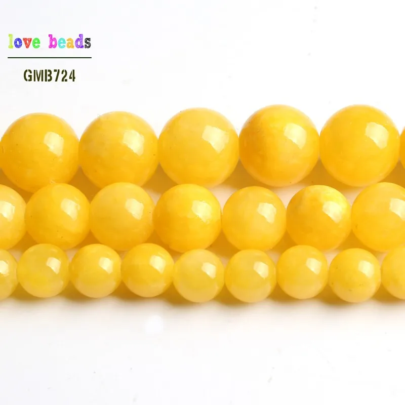 Желтые нефриты круглые каменные бусины для изготовления ювелирных изделий 15,5 дюймов DIY браслет ювелирные изделия 6 мм 8 мм 10 мм