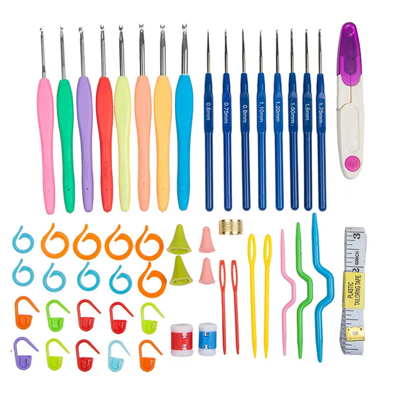 1 set / Knitting Needles Crochet Hooks Handle Counting Circular Ring Suture Needle Thimble Tools PIN04 | Дом и сад