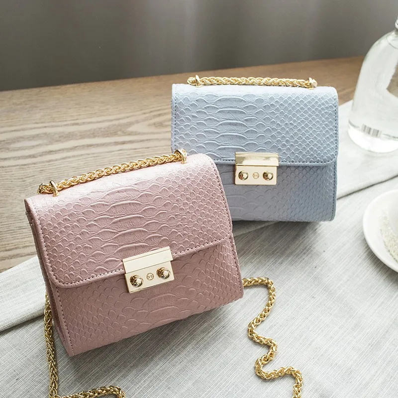 Simple Alligator Crocodile Leather Mini Small Women Crossbody Bag Chain Messenger Shoulder Bag Purse Handbags Bolsas Feminina Simple Alligator Crocodile Leather Mini Small Women Crossbody Bag Chain Messenger Shoulder Bag Purse Handbags Bolsas Feminina