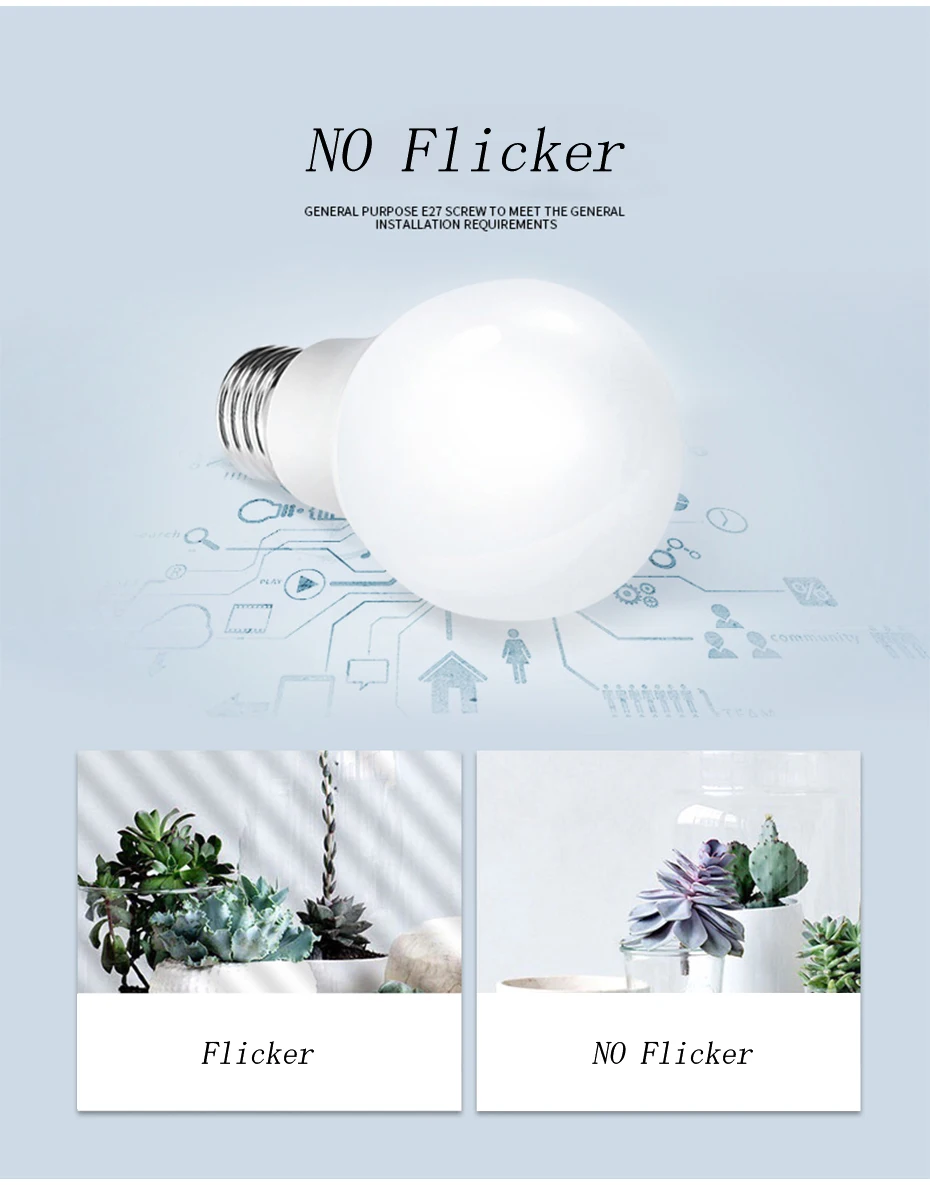 E27 LED Bulb 220V 3W 5W 7W 9W 12W 15W Real Power Led Lamp Energy Saving Aluminium bombilla led e27 Smart IC No Flicker