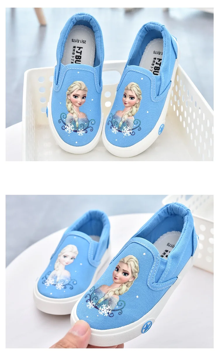 Модные текстильные Лоферы для девочек; кроссовки с изображением Анны и Эльзы; детская обувь на плоской подошве; Детская школьная Спортивная повседневная обувь для малышей