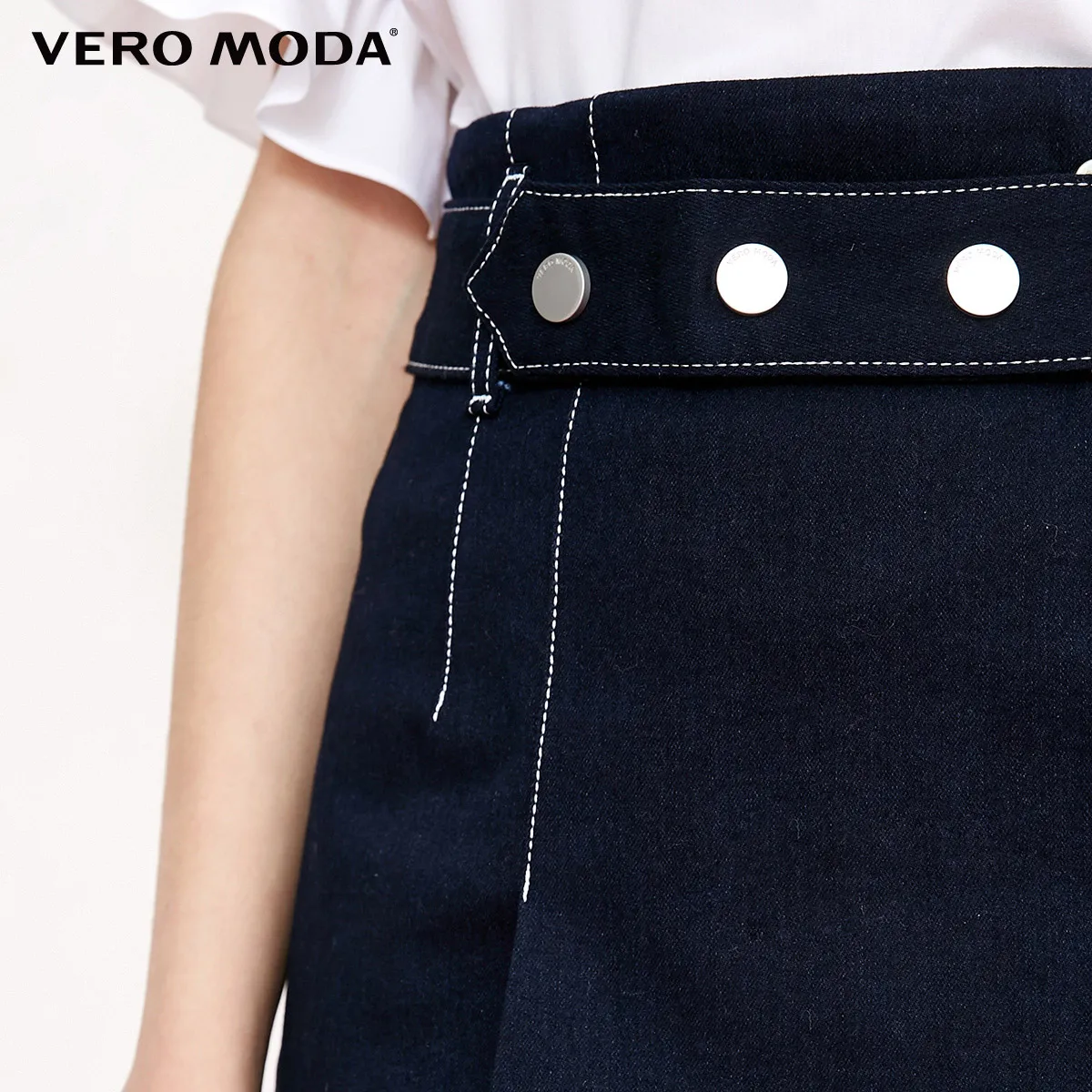 Vero Moda Новая женская OL Стиль видимые стежки A-lined мини джинсовая юбка | 318337510