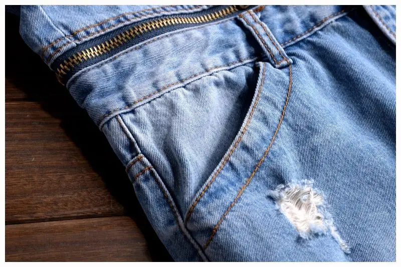 Новинка, мужские джинсовые комбинезоны, мужские повседневные джинсовые комбинезоны с дырками, джинсовые комбинезоны с рукавом, 021407