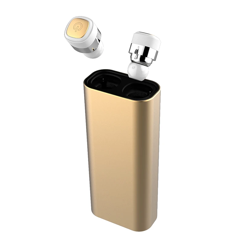 Беспроводные наушники VAORLO TWS с шумоподавлением HiFi V5.0, Bluetooth наушники, гарнитура, стерео мини наушники, зарядное устройство, Дополнительный внешний аккумулятор - Color: Gold