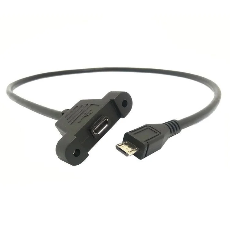 Micro USB 2,0 Мужской Разъем для Micro USB 2,0 Женский удлинитель 30 см 50 см с винтами панель отверстие для крепления