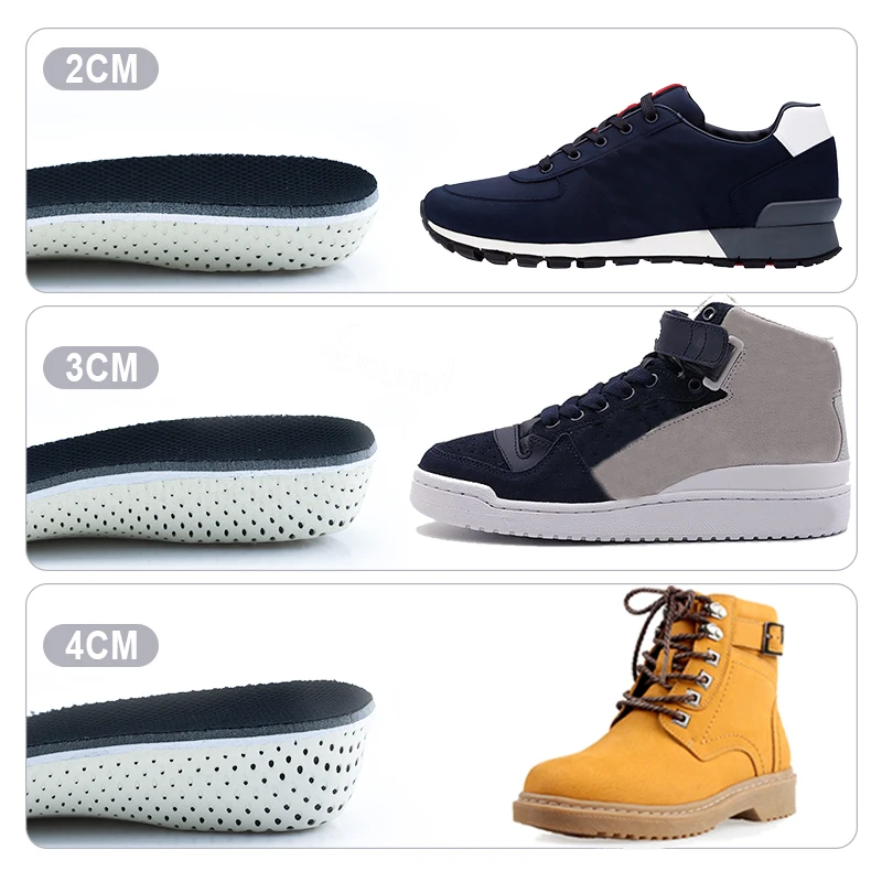 Soumit Height Increase Insoles for Men Women Memory Foam EVA Shoes Pad Comfortable Lift Elevator Taller Shoe Sole Heel Inserts