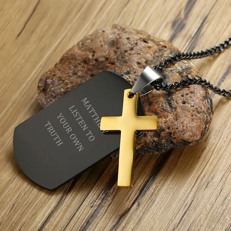 

Mens Army Style Cross Engraved Dog Tag Pendant Necklace at Things Remembered for Men's Stainless Steel Jewelry