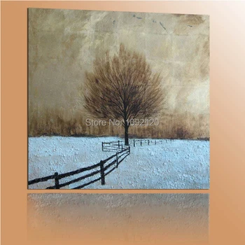 

Hand Painted Winter Tree Landscape Modern Abstract Oil Painting On Canvas Wall Art Decor For Living Room As Unique Gift