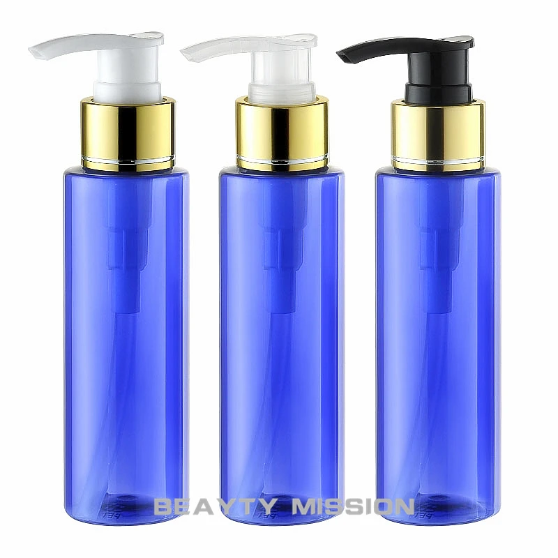 Beauty Mission 100ml X 48 Empty Blue Plastic Lotion Bottle, Diy