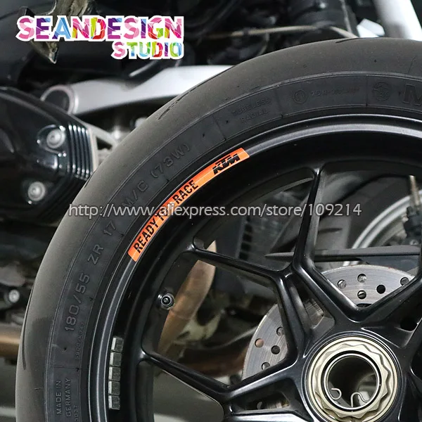 

For KTM Duke 200/390/690/990/1190/1290/RC8/RC390 4 Strips Wheel Sticker Reflective Rim Bike Motorcycle