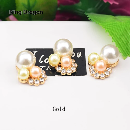 New Arrival Metal Rhinestone Pearl Embellishment Used On Headband Flat Back 10PCS/Lot Silver Or Gold Color KD571 - Цвет: 571-5