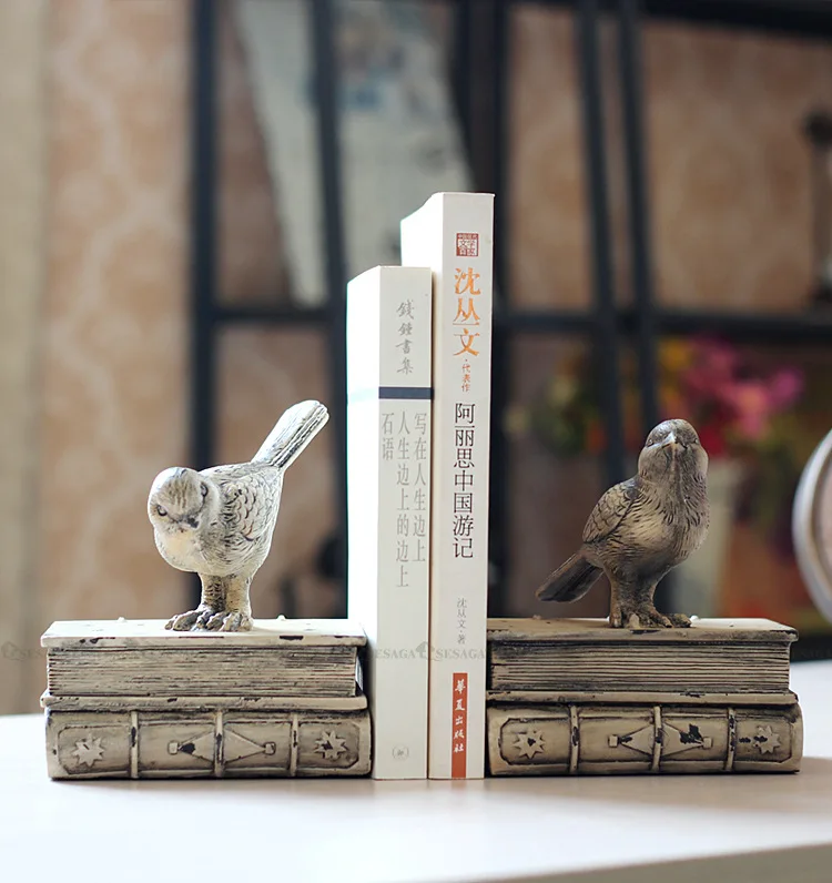 Vintage American Resin Bird Bookend Antique Magazine Books Holder Book Safe Table Storage Home Office Decor Desk Accessories