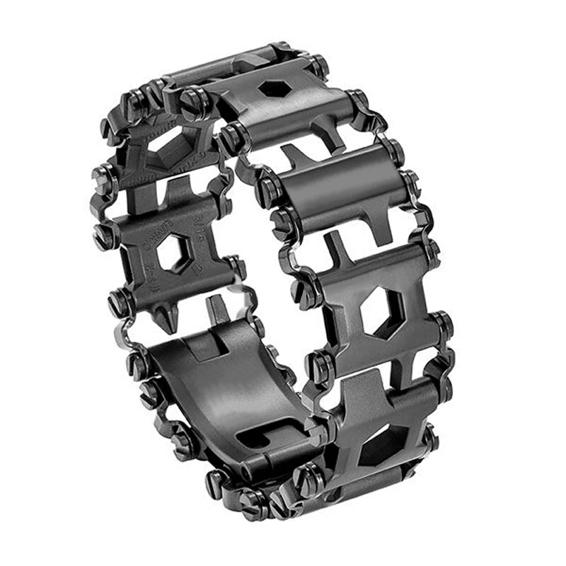 

Hottime Tread Multifunction stainless steel Wear bracelet Strap tool Screwdriver can opener hex wrench Free combination 29 tools