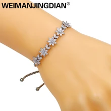WEIMANJINGDIAN цветок кубический цирконий Кристалл Регулируемые браслеты Allure для женщин или свадьбы экспресс- заказ$120