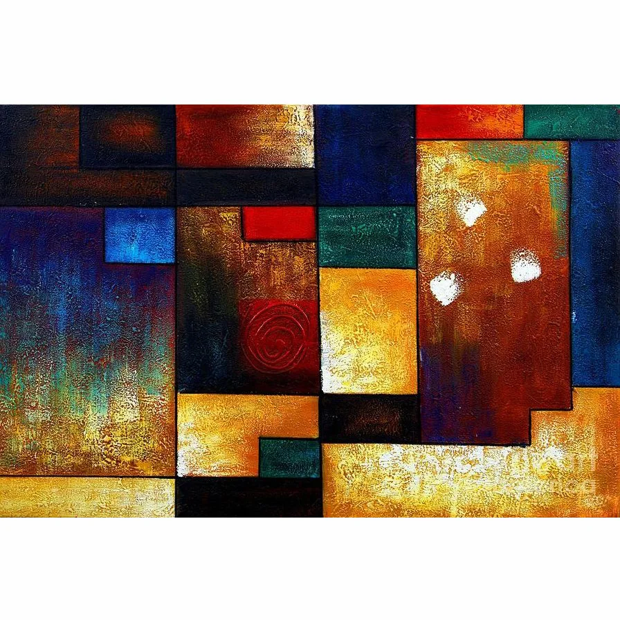 Hand Painted Modern Thick Texture Abstract Geometric Shapes Colorful Oil Paintings On Canvas Wall Art Pictures Home Decoration