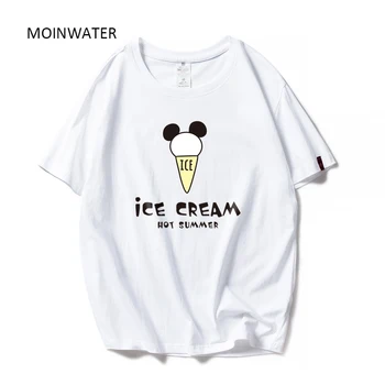

MOINWATER Lady Lovely Leisure T-shirts Women Casual Cotton Tees Short Sleeve Female Cute Tshirt Tops MT1915-2