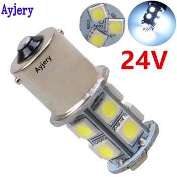 

AYJERY 100pcs Truck 24V 1156 BA15S 13 5050 LED P21W 1157 BAY15D P21/5W R5W S25 Tail Brake Light Parking Reverse Light White