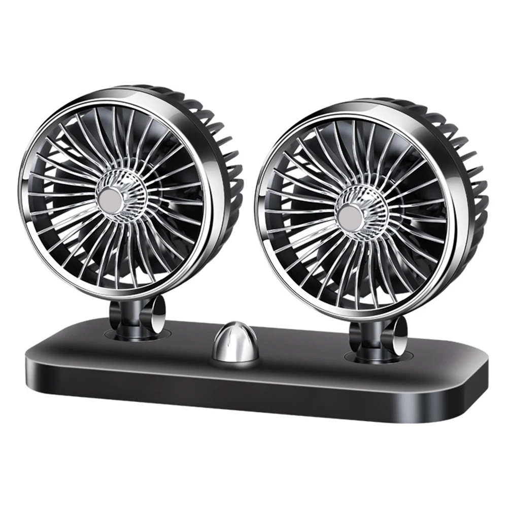 

12V/24V Inside Accessories Air Cooling Auto Low Noise Electric Rotating Universal USB Truck Car Fan Double Wind Powerful