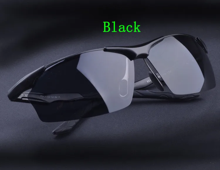 Black frame Мужские поляризованные солнцезащитные очки из алюминиево-магниевого сплава, зеркальные Мужские солнцезащитные очки для вождения - Цвет линз: Black frame