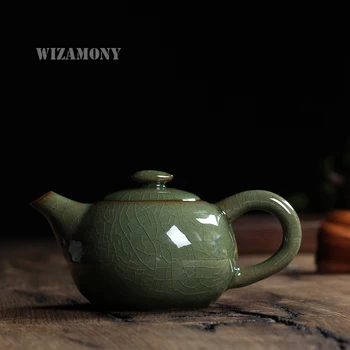 

New HotSale Crackle Glaze Ge Kiln Longquan Celadon Zisha Ceramics Arts Tay Thi China Teapot Porcelain yixing Clay Antique Teapot