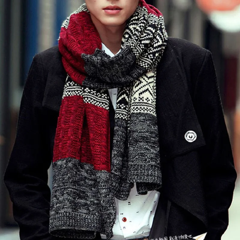 Прямая поставка мужские s акриловый шарф новые корейские женские мужские унисекс теплые шарфы осень-зима подходят любителям Вязание длинный большой шарф Обертывания