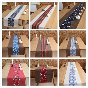 

Ethnic Style Plant Flower Pattern Cotton Flax Table Runner Office Tea Ceremony Teaware Mat Home Table Decoration Pad Tea Napkins