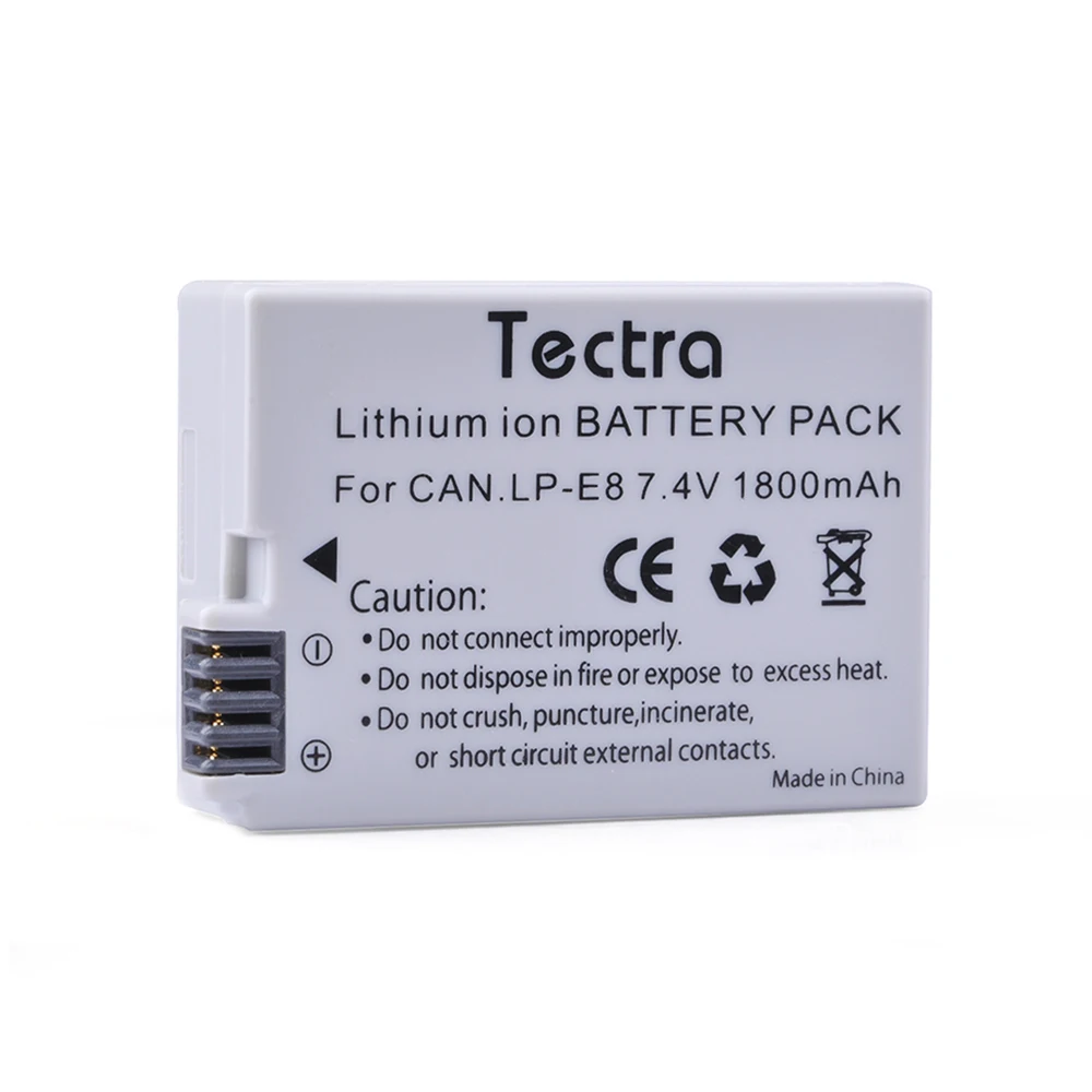 

Tectra 1PC LP-E8 LP E8 Li-ion BATTERY for Canon EOS 550D 600D 700D EOS Rebel T2i Rebel T3i Rebel T4i Rebel T5i and BG-E8 Grip