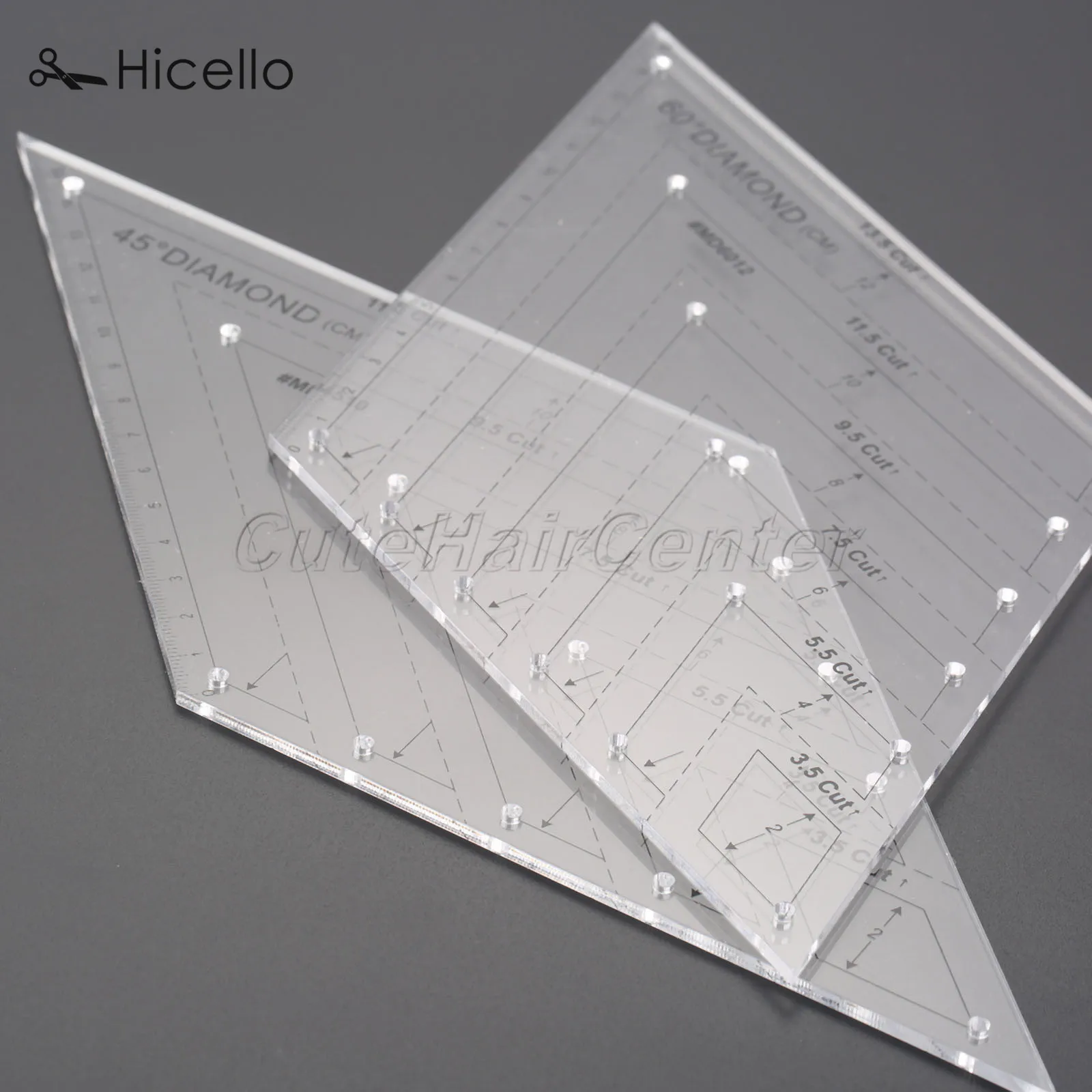 Стеганая линейка, прозрачная акриловая швейная Лоскутная линейка для рукоделия, линейка с ромбовидным шестигранником, алмазные треугольные швейные инструменты Hicello