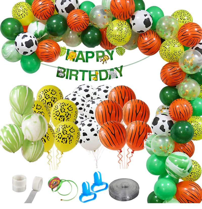 75 шт. вечерние шары в джунглях, комплект для вечеринки в стиле сафари, Детские воздушные шарики в виде животных, арки, Детские воздушные шары на день рождения, тематические вечерние шары в зоопарке