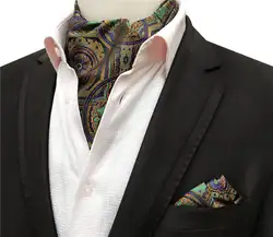 2 шт./компл. Топ Мода Для мужчин формальные набор шейных платков Классический Пейсли шаблон галстук Аскот с платок для подарка
