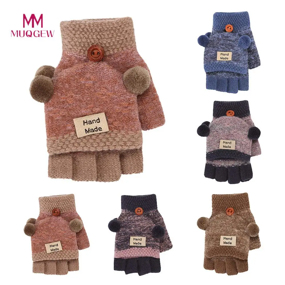 

MUQGEW Gloves Kids Winter Acrylic Cute Cartoon Toddler Baby Cute Thicken Hot Fingerless Girls Boys Winter Warm Gloves Mitten
